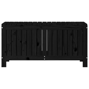Schwarze Gartentruhe Kiefer Massivholz 108cm
