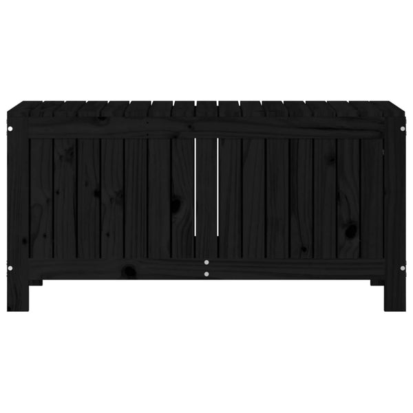Schwarze Gartentruhe Kiefer Massivholz 108cm