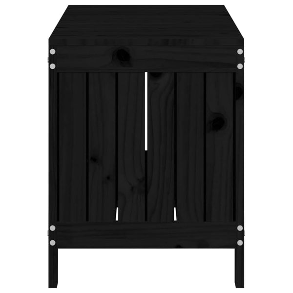 Schwarze Gartentruhe Kiefer Massivholz 108cm