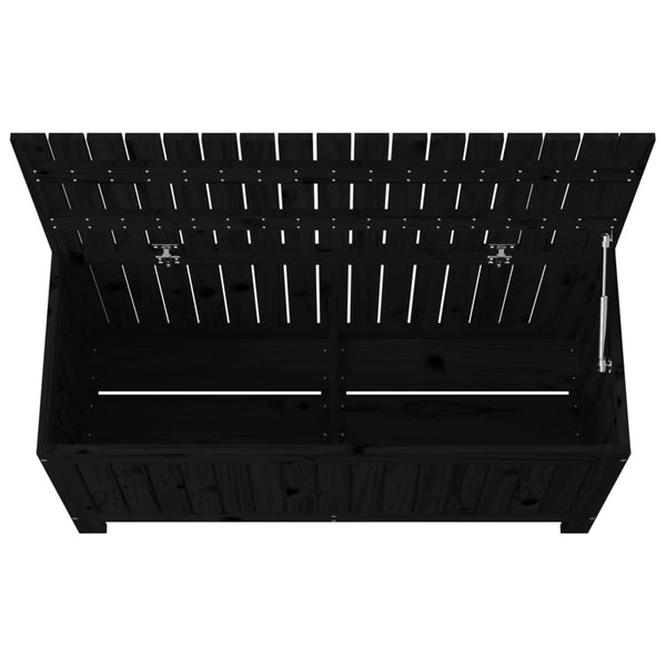 Schwarze Gartentruhe Kiefer Massivholz 108cm