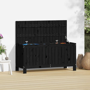 Schwarze Gartentruhe Kiefer Massivholz 108cm
