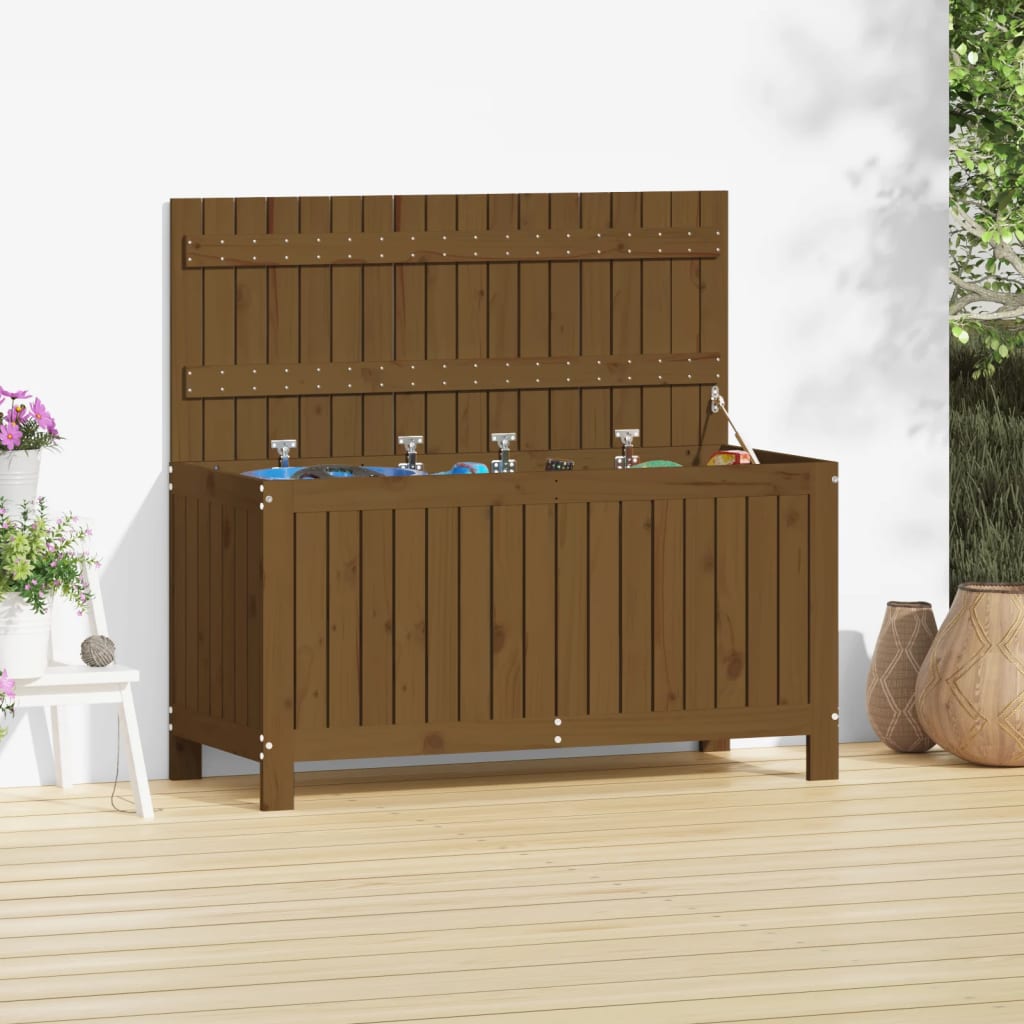 Gartentruhe Honigbraun 115x49x60 cm aus massivem Kiefernholz