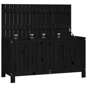 Gartentruhe Schwarz 115 cm Kiefer Massivholz
