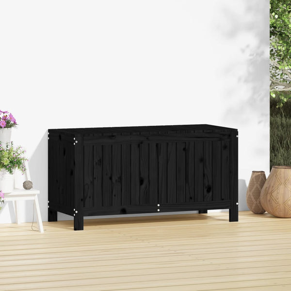 Gartentruhe Schwarz 115 cm Kiefer Massivholz