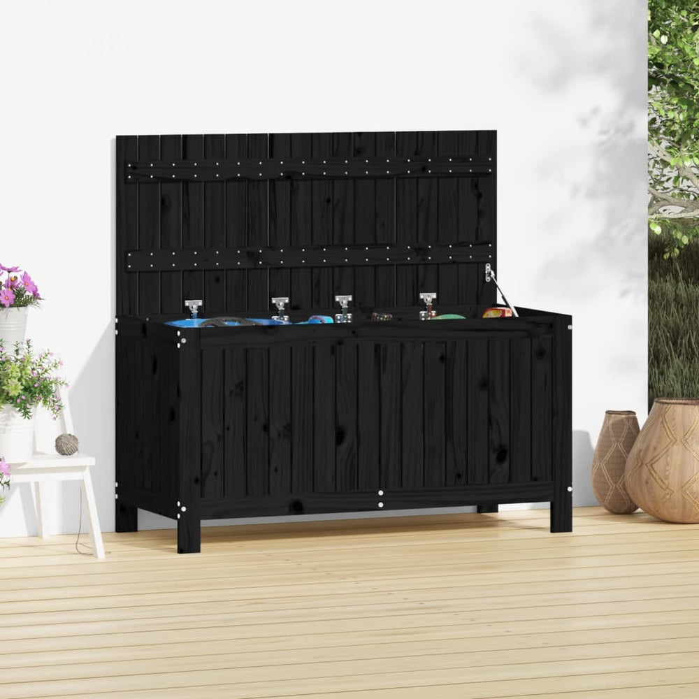 Gartentruhe Schwarz 115 cm Kiefer Massivholz