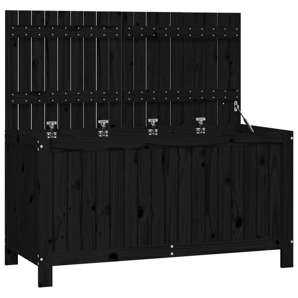 Schwarze Gartentruhe Kiefer Massivholz 121 cm
