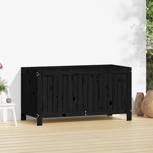 Schwarze Gartentruhe Kiefer Massivholz 121 cm