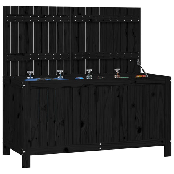 Schwarze Gartentruhe Kiefer Massivholz 121 cm