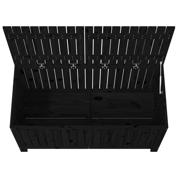 Schwarze Gartentruhe Kiefer Massivholz 121 cm