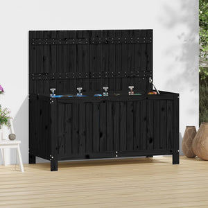 Schwarze Gartentruhe Kiefer Massivholz 121 cm