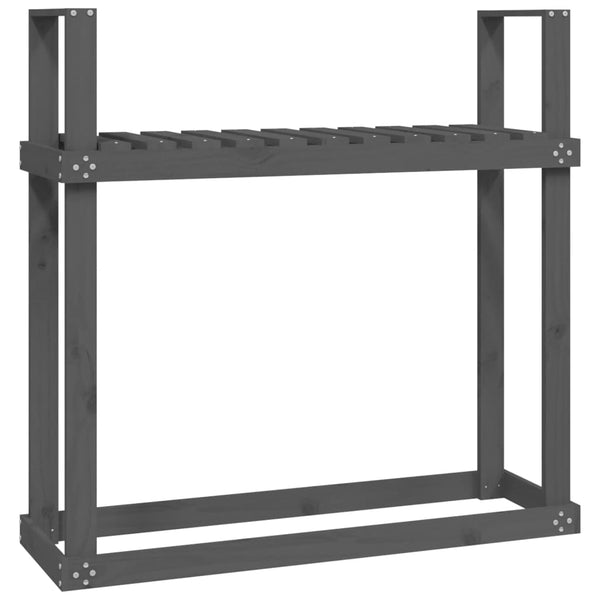 Kaminholzregal Grau Kiefer Massivholz 110cm