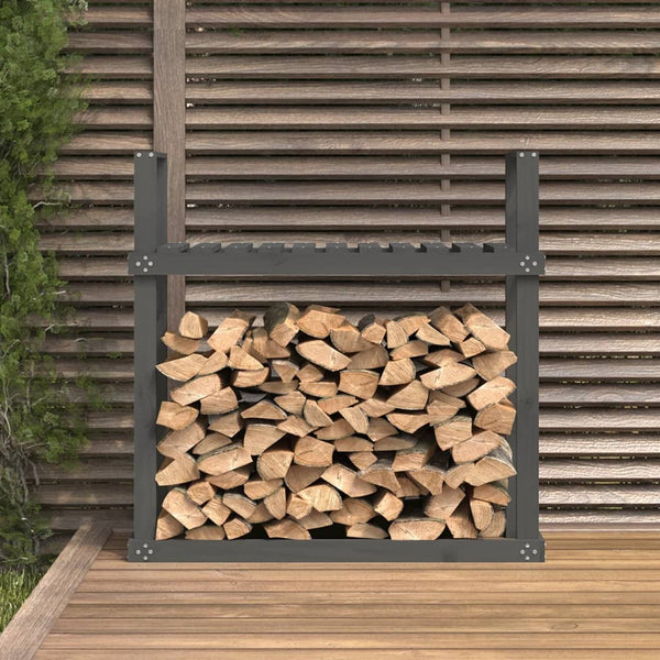 Kaminholzregal Grau Kiefer Massivholz 110cm