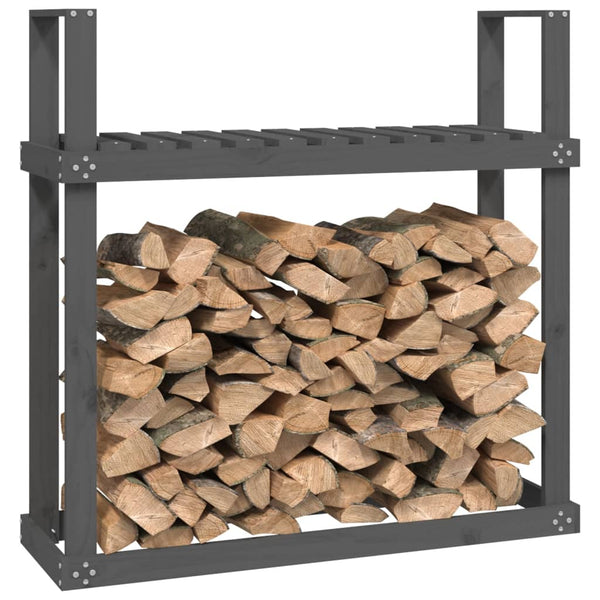 Kaminholzregal Grau Kiefer Massivholz 110cm