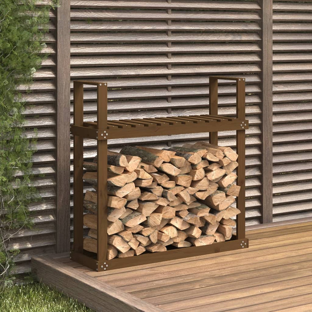 Kaminholzregal Honigbraun Kiefer Massivholz 110 cm