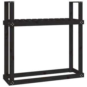 Schwarzes Kaminholzregal Kiefer Massivholz 110cm