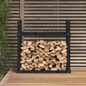 Schwarzes Kaminholzregal Kiefer Massivholz 110cm