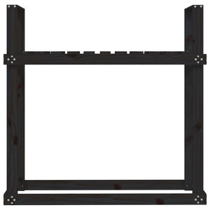 Schwarzes Kaminholzregal Kiefer Massivholz 110cm