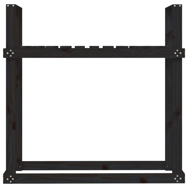 Schwarzes Kaminholzregal Kiefer Massivholz 110cm
