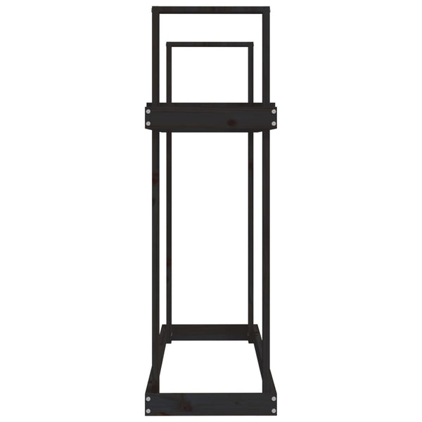 Schwarzes Kaminholzregal Kiefer Massivholz 110cm