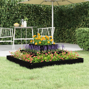 Schwarzer Pflanzkübel 80x80 cm Kiefer Massivholz