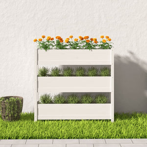 Weißer Pflanzkübel 112cm Kiefer Massivholz