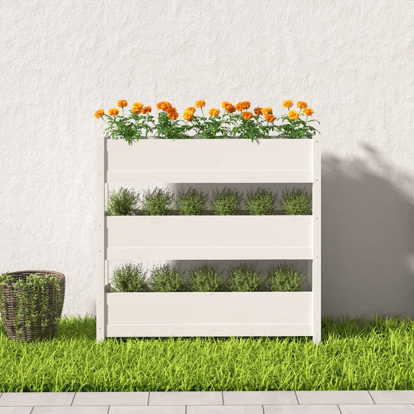 Weißer Pflanzkübel 112cm Kiefer Massivholz