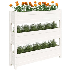 Weißer Pflanzkübel 112cm Kiefer Massivholz