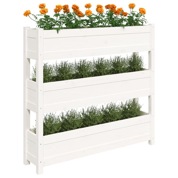 Weißer Pflanzkübel 112cm Kiefer Massivholz