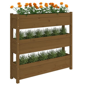 Pflanzkübel Honigbraun Kiefer Massivholz 112cm