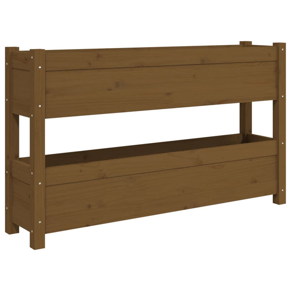 vidaXL Jardinière Bois de pin massif Marron miel 112x25x66 cm