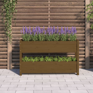 vidaXL Jardinière Bois de pin massif Marron miel 112x25x66 cm