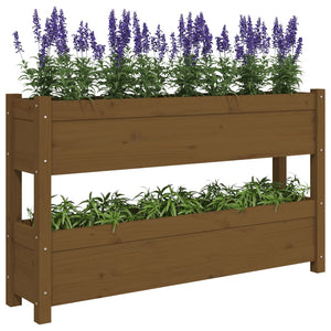 vidaXL Jardinière Bois de pin massif Marron miel 112x25x66 cm