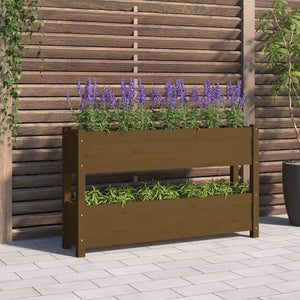 vidaXL Jardinière Bois de pin massif Marron miel 112x25x66 cm