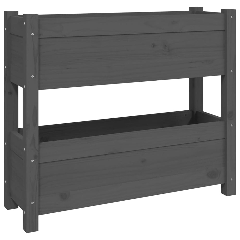 vidaXL Garden Planter Grey 77x25x66 cm Solid Pine Wood