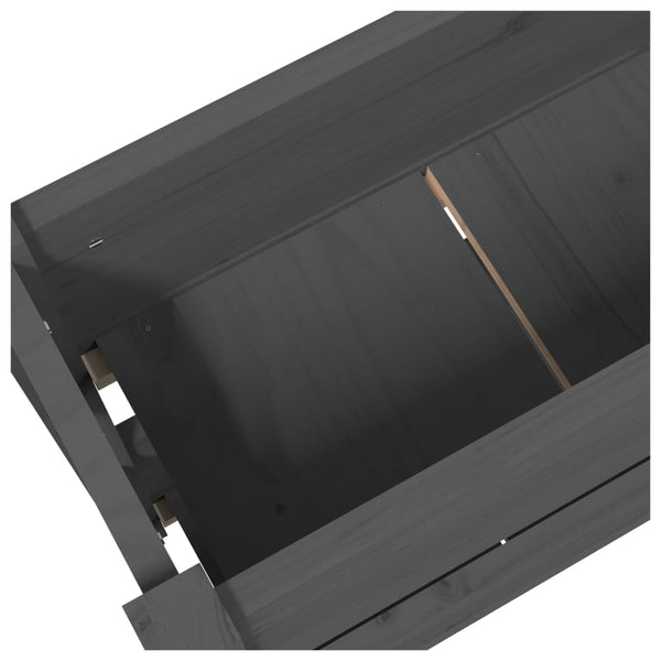 Grauer Pflanzkübel aus Kiefernholz 77x25x66 cm