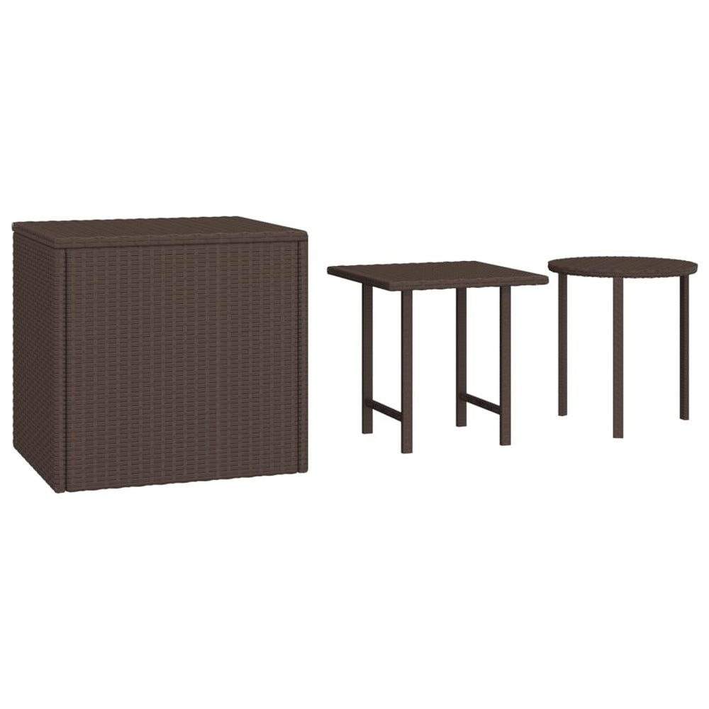 Braune Poly Rattan Beistelltische, 3er-Set