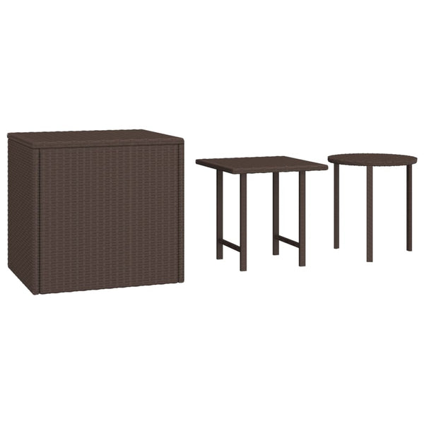 Braune Poly Rattan Beistelltische, 3er-Set