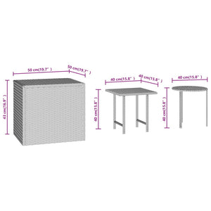 Braune Poly Rattan Beistelltische, 3er-Set