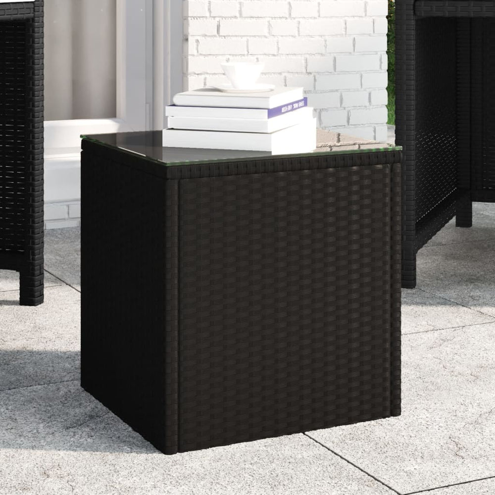 Schwarzer Beistelltisch Poly Rattan 40x40,5 cm