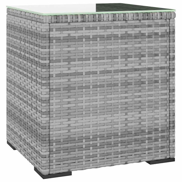 Grauer Beistelltisch Poly Rattan 40x40,5 cm