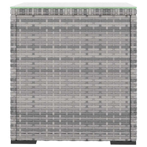 Grauer Beistelltisch Poly Rattan 40x40,5 cm