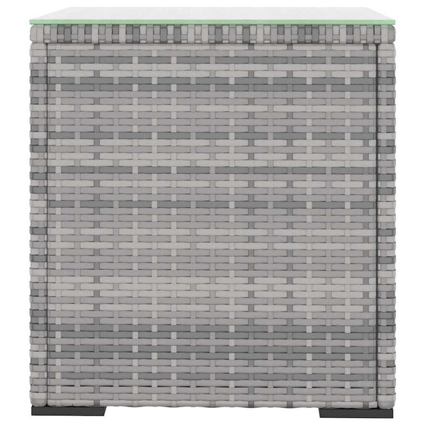 Grauer Beistelltisch Poly Rattan 40x40,5 cm