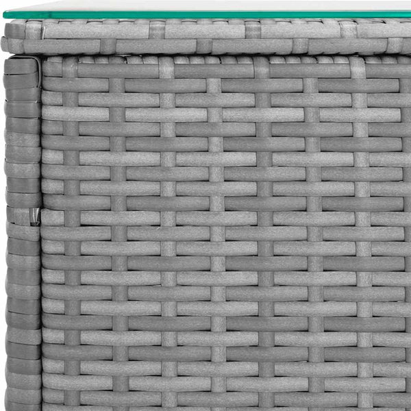 Grauer Beistelltisch Poly Rattan 40x40,5 cm