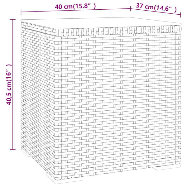 Grauer Beistelltisch Poly Rattan 40x40,5 cm