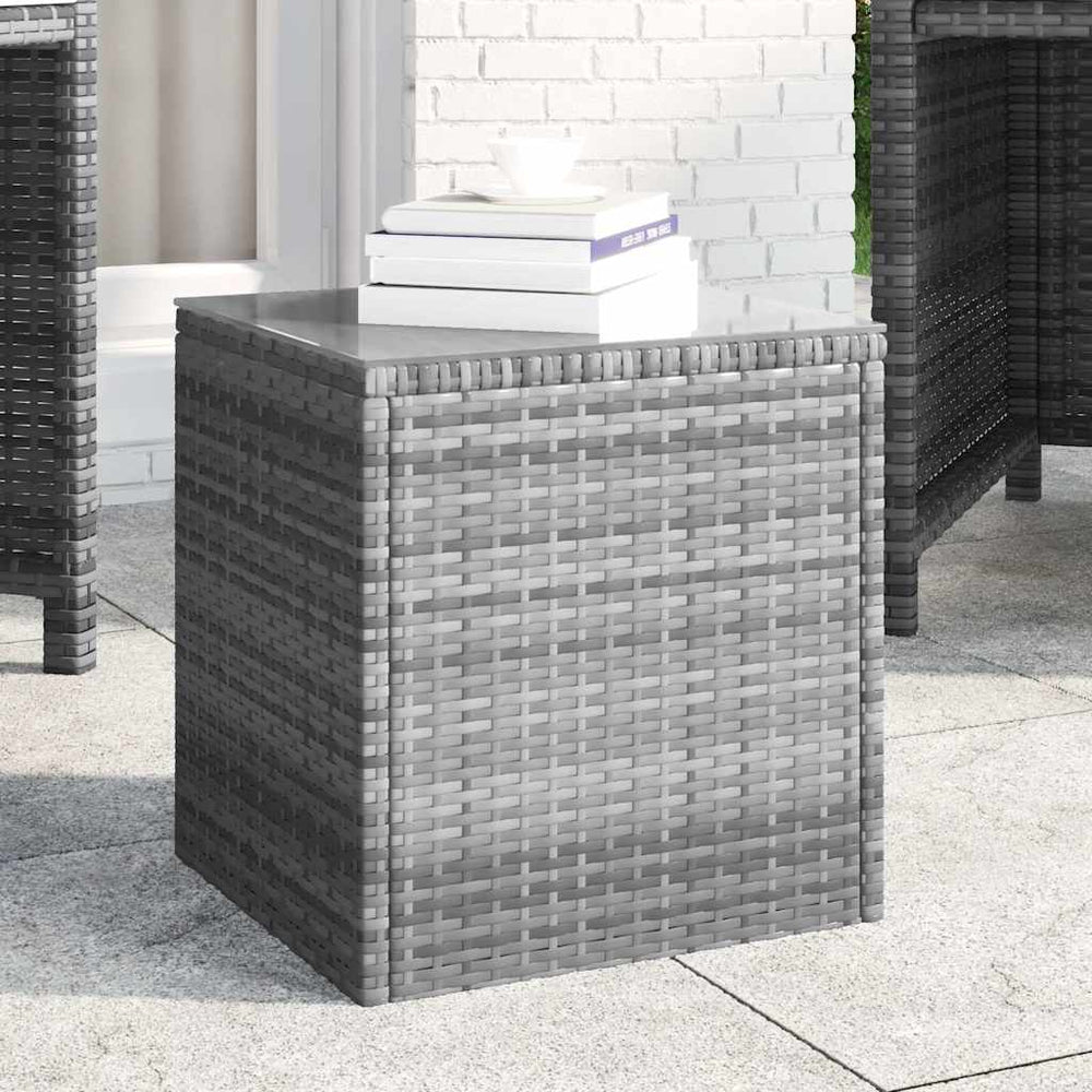 Grauer Beistelltisch Poly Rattan 40x40,5 cm