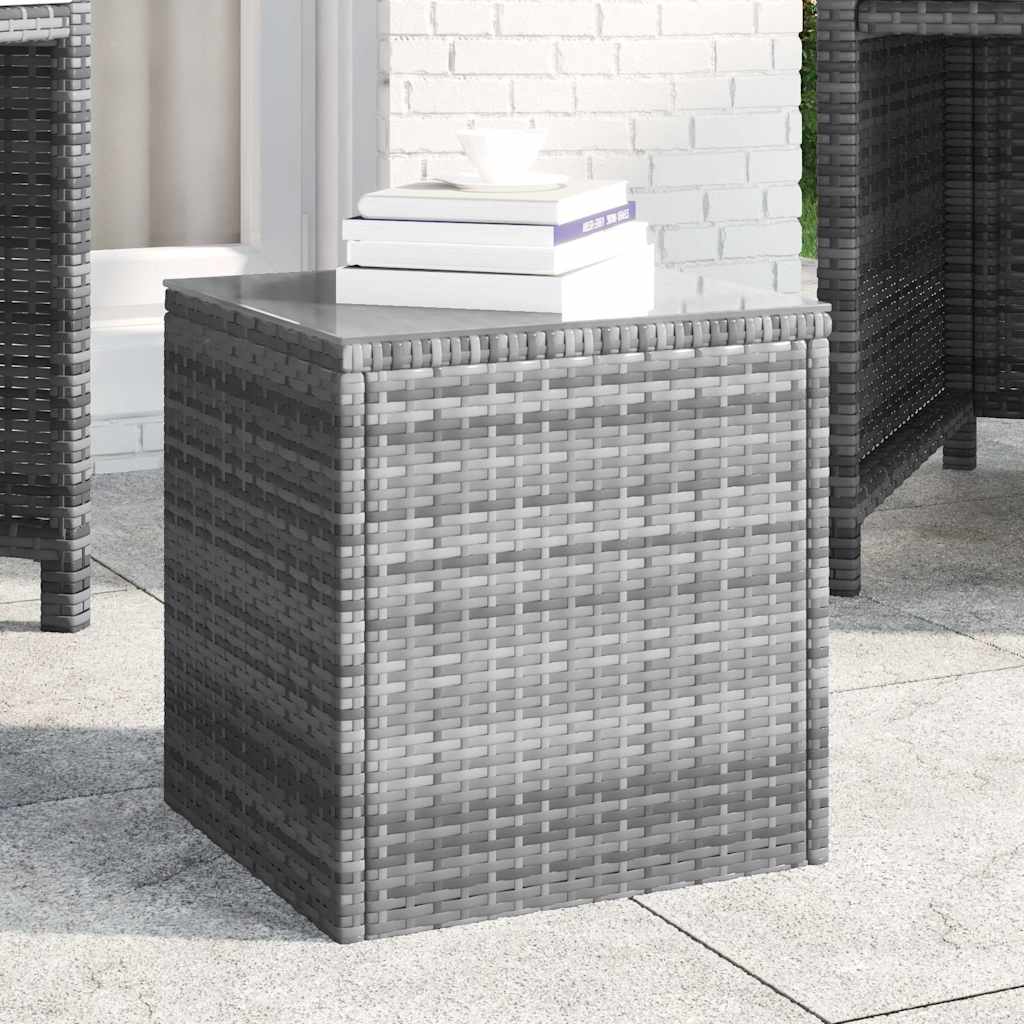 Grauer Beistelltisch Poly Rattan 40x40,5 cm