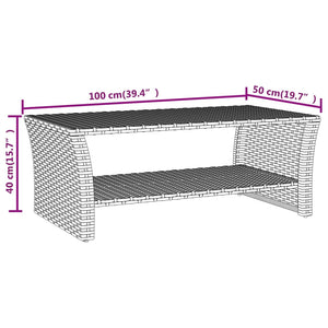 vidaXL Table basse noire 100x50x40 cm résine tressée