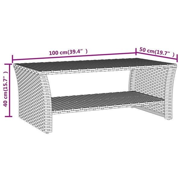 vidaXL Table basse noire 100x50x40 cm résine tressée