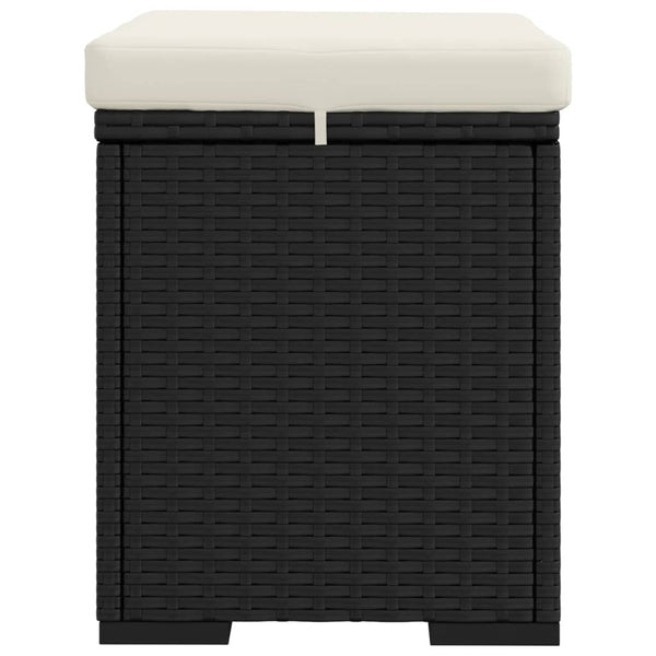 Schwarzer Poly Rattan Hocker mit Kissen 40x30x40 cm