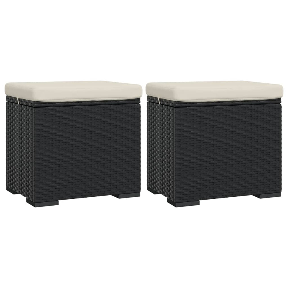 Hocker mit Kissen, 2er-Set, Schwarz
